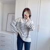 Sweaters Women Fashion Stripe Loose Zipper Knitting Sweaters Vintage Long Sleeve Female Pullover