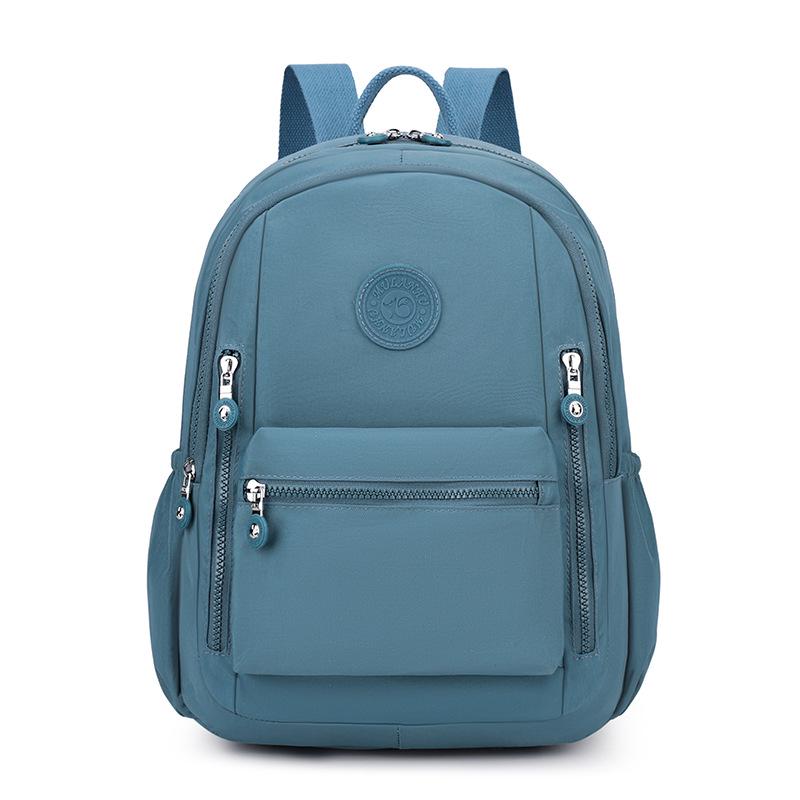 Large Capacity Unisex Nylon Backpack - Solid Color, Casual Outdoor Student Bookbag