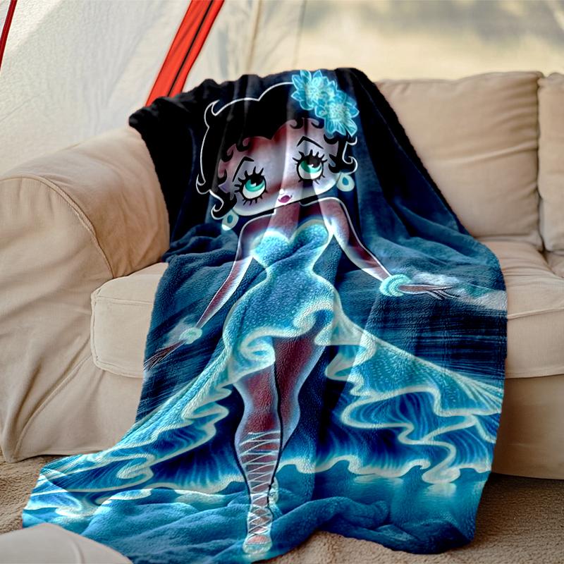 1pc Betty Boop Blanket, Home Printed Throw Blanket - Soft Blanket Gift for Family, Washable Sofa Bed Blanket