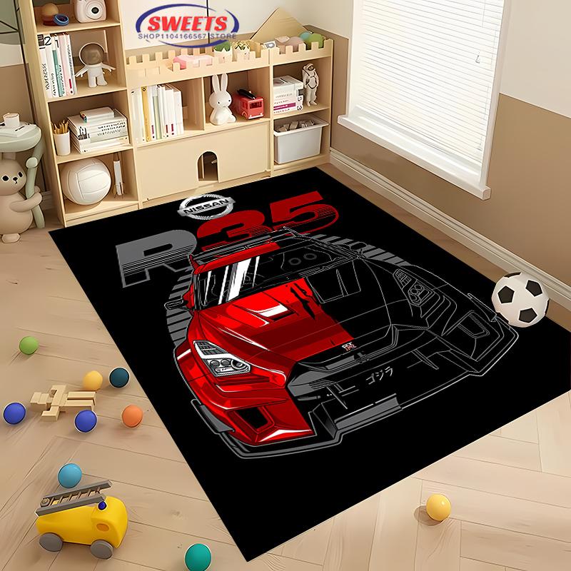 Retro GTR Racing Car Carpet, Living Room and Bedroom Household Items, Children's Room Sofa Mat,Doormat Floor Anti-slip Rug Gift