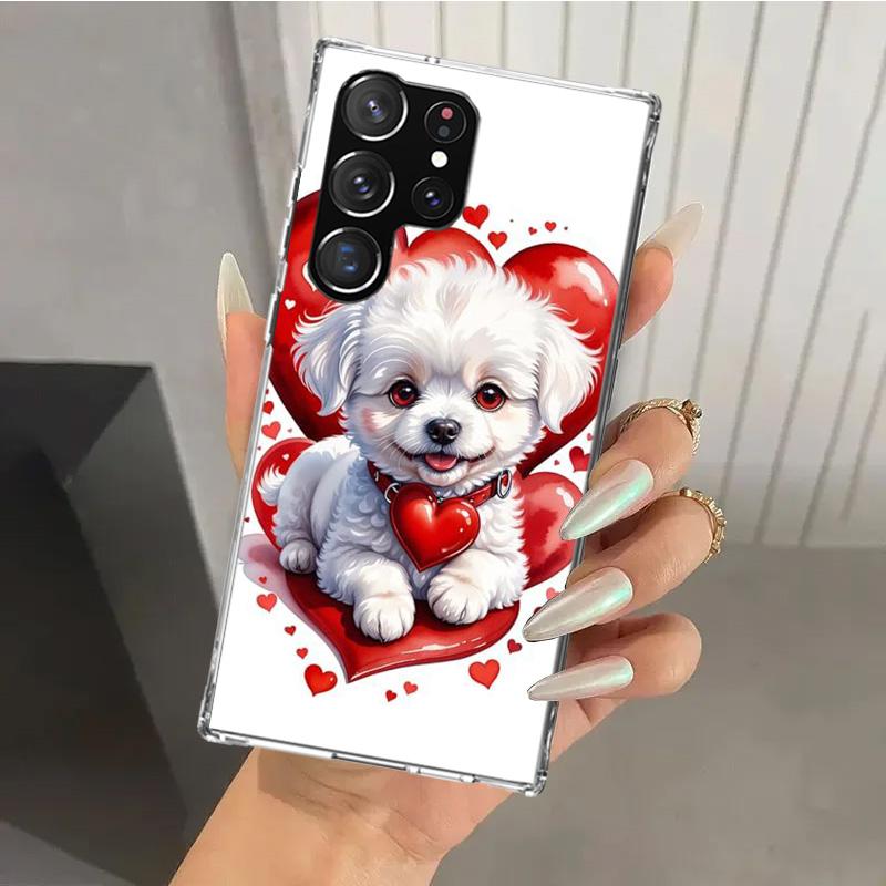 Lovely Puppy Heart Dogs Phone Case for Samsung Galaxy S26 S24 S23 Ultra S25 Edge S22 S21 Plus S20 FE + Soft Print Shell Funda Ga