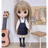 rakulifey Blythe doll outfit set: Long-sleeved shirt, skirt, school uniform, suitable for Neo Blythe and Obitsu 24 dolls, 3 colors (gray)
