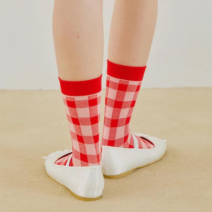 Check yL'EAU Socks PINK&RED