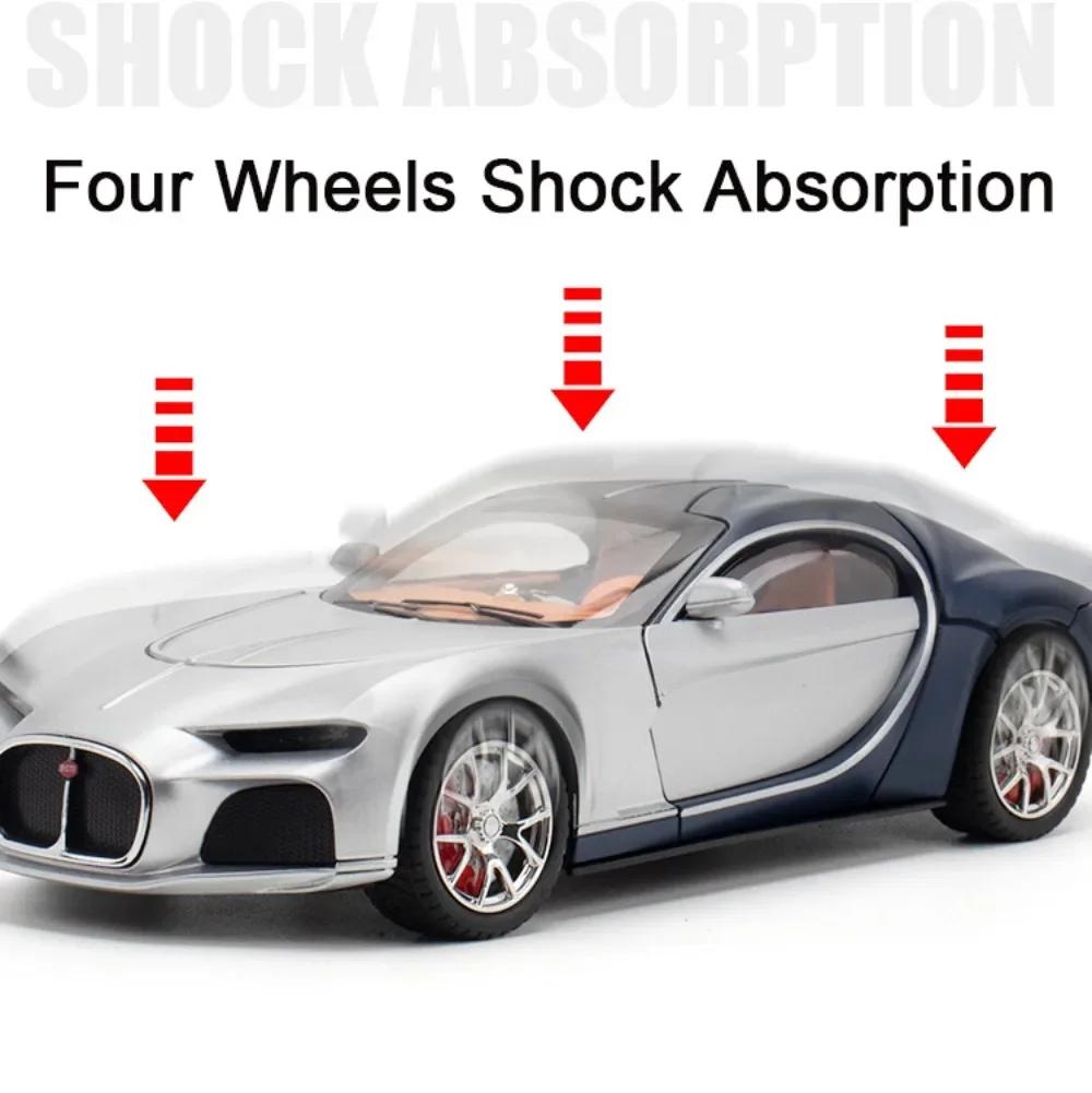 Nové 1/24 Měřítko Bugatti Atlantic Hračky Model Auta Slitina Odlitky Model Vozidla se Světlem Zvuk Super Sportovní Auto pro Kluky Narozeninové Dárky