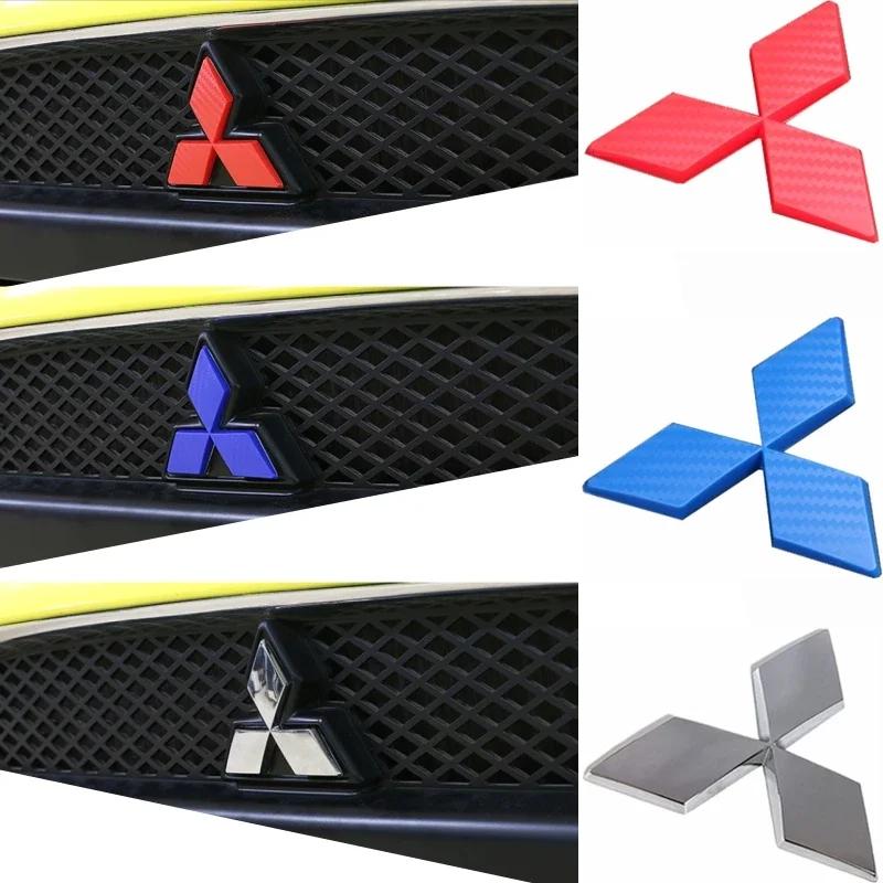 ABS for Mitsubishi Logo Lancer EX EVO Car Front Emblem Badge Carbon Fiber Sticker Styling Decoration Auto Refitting Accessories