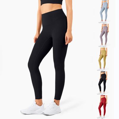 Pantalones de Yoga Sin Líneas Embarazosas Pantalones Deportivos de Fitness Ajustados Cadera Melocotón Cintura Alta Desnudos Pantalones de Yoga Para Mujer