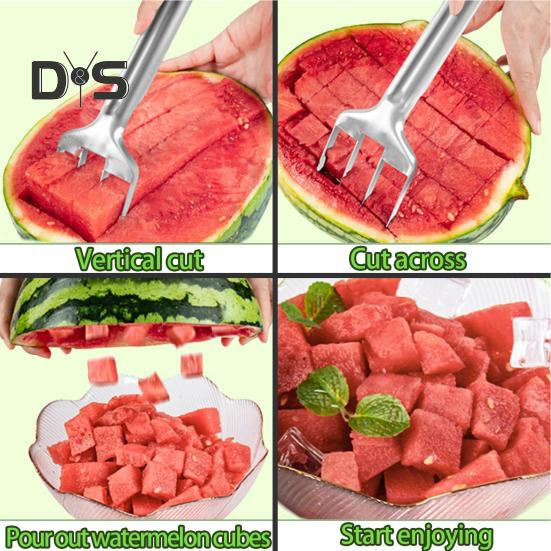 Watermelon Cutter Tool Efficient Stainless Steel Slicer for Watermelon Mango Cantaloupe Portable Kitchen Gadget for Fruit Salad Family Picnics Parties