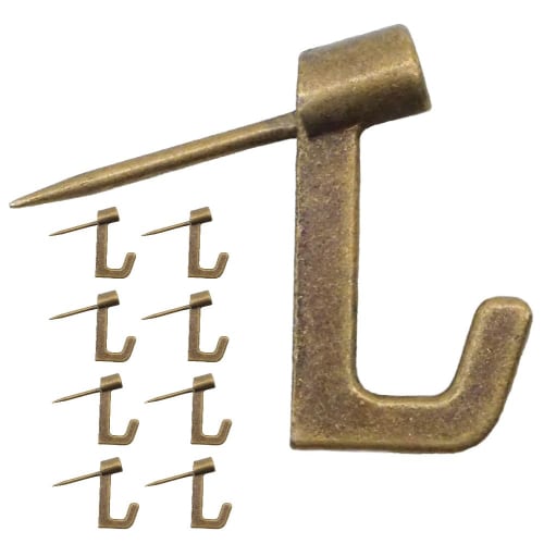 Wall Hooks, Metal Hooks, Won't Damage Walls, Suitable for Rentals, Drywall, Iron Hooks, Thumb Tacks, Push Pins (Bronze, 8)