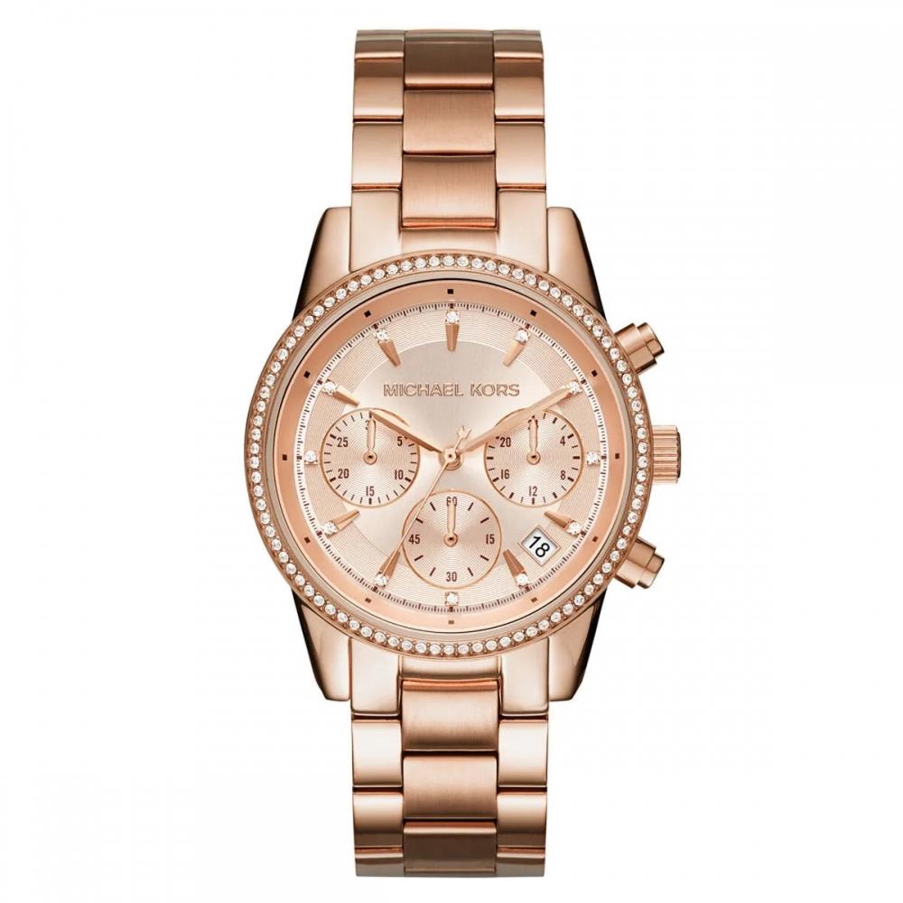 

Michael Kors Ritz MK6357 Women s Rose Gold Tone Chronograph 37mm Watch rose gold