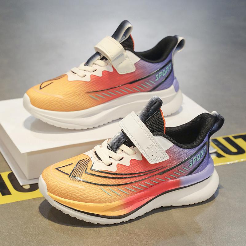 Children's running shoes Men's spring and autumn mesh breathable soft sole wear-resistant medium and older children's Velcro anti-skid exercise steps