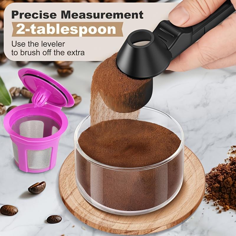 Coffee Scoop & Funnel Protein Powder Measuring Spoon Sliding Holder for Reusable K-Cup Refillable Ground Coffee Pod Kitchen Tool