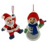 Christmas Ornaments 2D Acrylic Snowman Santa Claus Pendant Stitching Textured Xmas Tree Hanging Decoration for Holiday Tree Party Decor