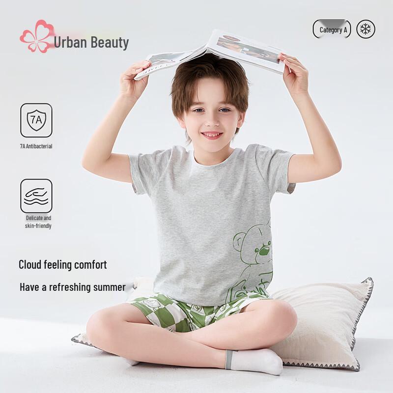 Boys' Summer Thin Cotton Pajama Set