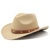New woolen hat, western cowboy gift hat, brown belt, men's and women's couple hat, crimped hat