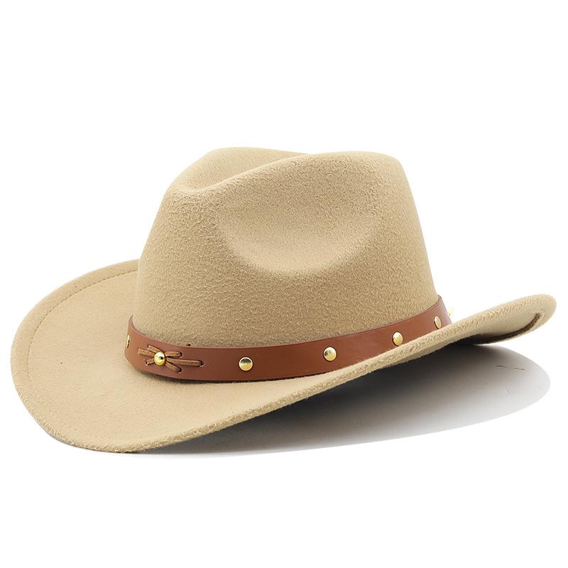New woolen hat, western cowboy gift hat, brown belt, men's and women's couple hat, crimped hat