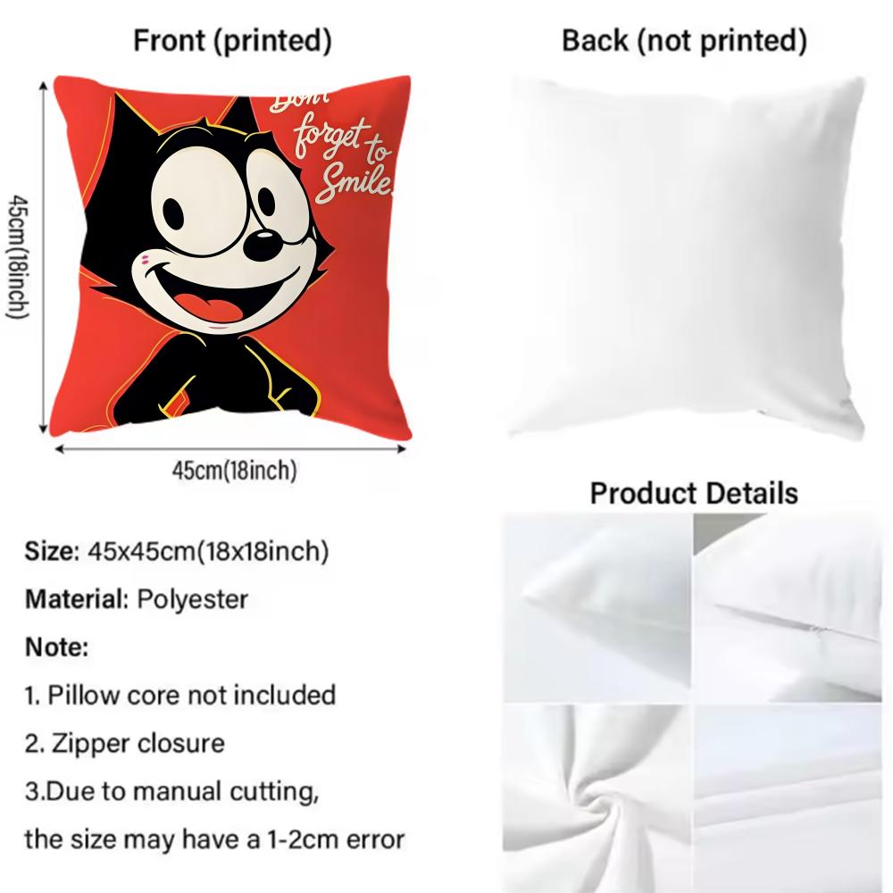 Federa Cuscino Classica Cartone Animato Felix Il Gatto Morbida e Facile da Lavare – Versatile Per Divano, Letto, Viaggio E Ufficio