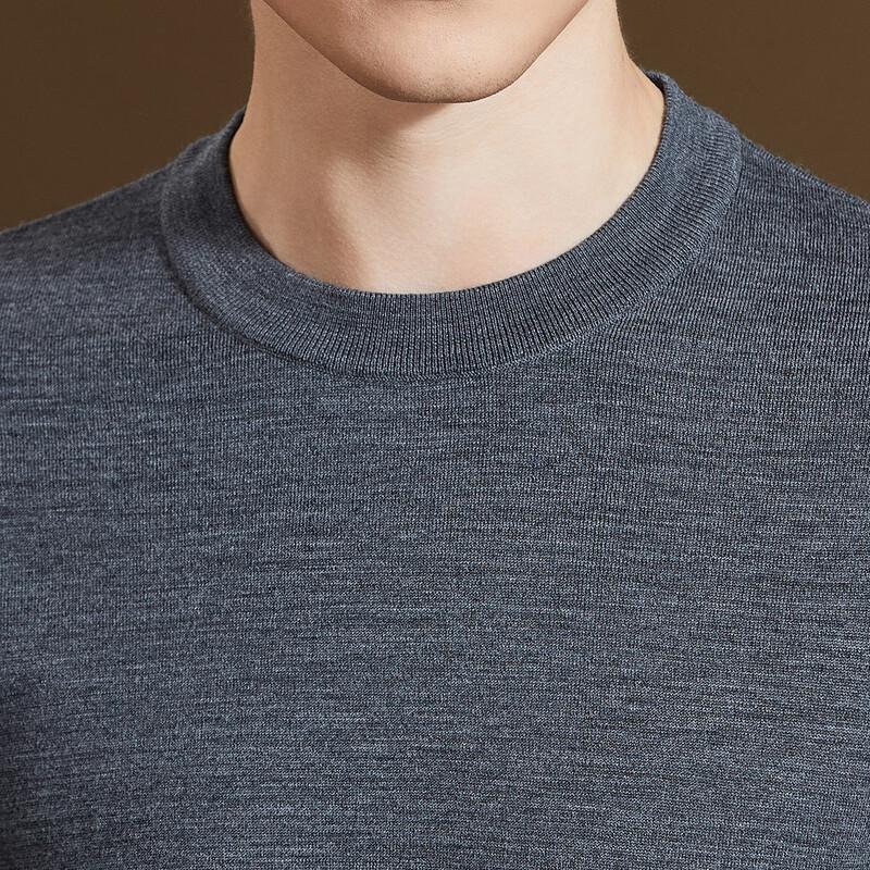 Antonio Men's Machine Washable 100% Worsted Wool Round Neck Sweater