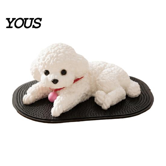 Creative Gifts for Anxiety Cute Puppy Figurine, Car Dashboard Decoration with Anti-Slip Mat, Desktop Stress Reliever Soft TPR Fidget Toy, Automotive