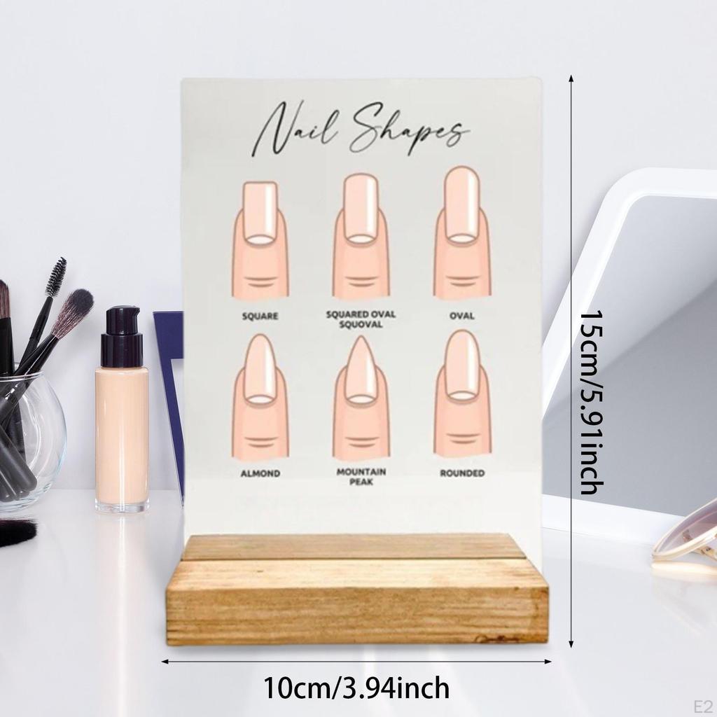Nail Art Display Board Acrylic Versatile Easy to Install with Wooden Base Practice Gifts