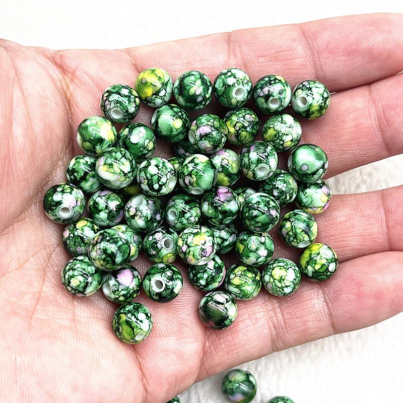 50pcs 8mm Flowering Round Acrylic Beads Loose Spacer Beads for Jewelry Making DIY Bracelet Accessories