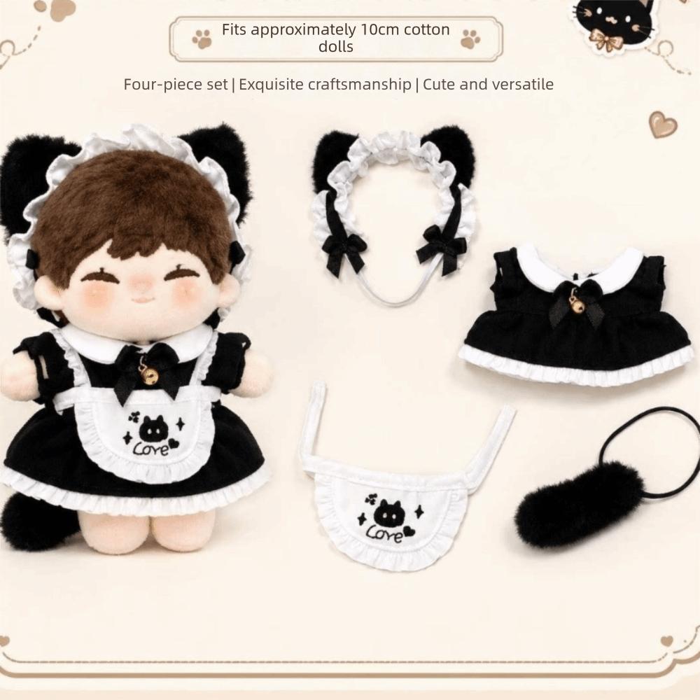 Bow Skirt Outfit Doll Clothes Cat Tail Cotton Doll Clothes Mini Maid Dress DIY Gift Toys