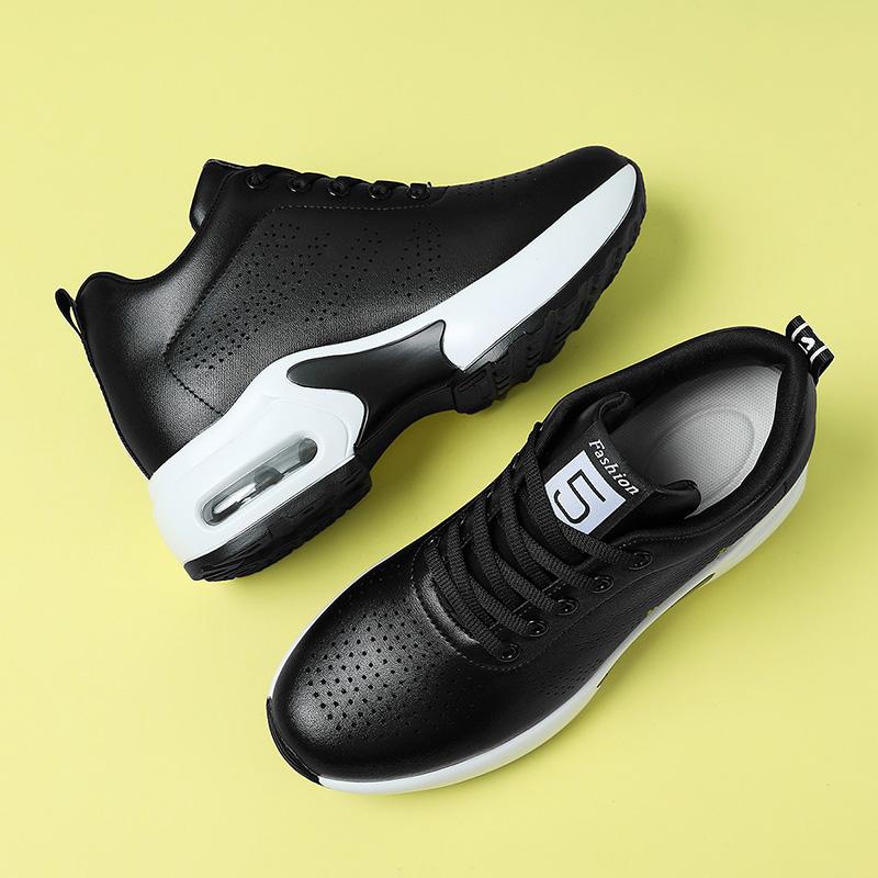 Fashion Wedge Heel Platform Shoes Chunky Sneakers Hollow Breathable Women Summer Sneakers Pumps Shoes Microfiber Leather Shoes