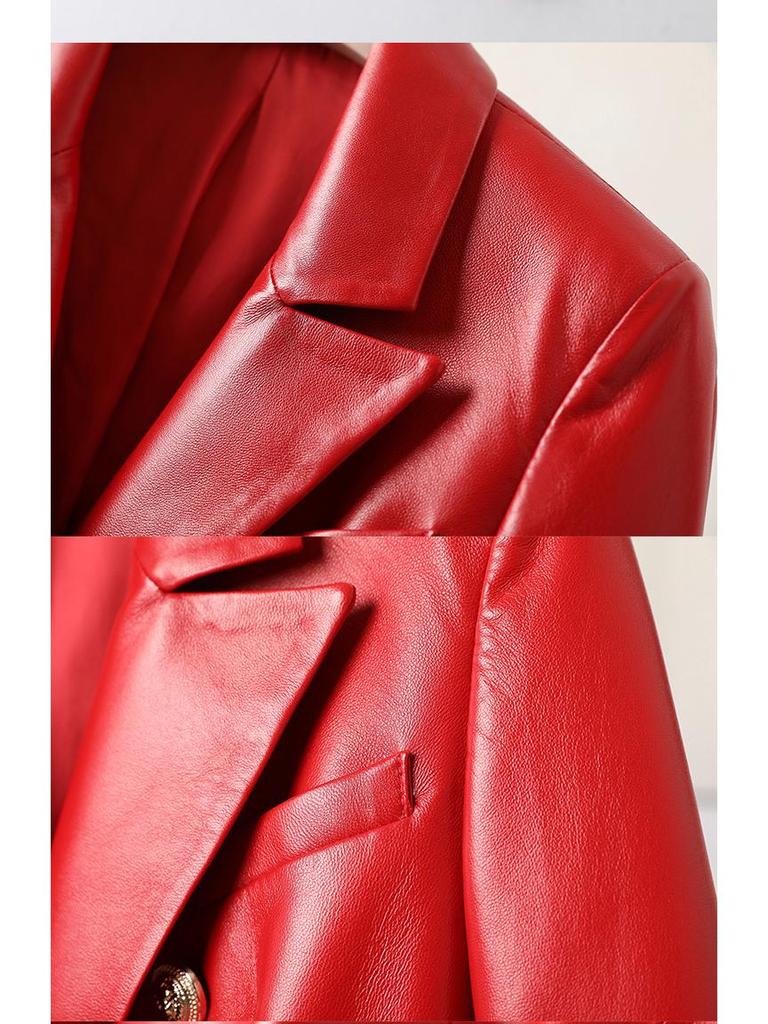 2024 Damska Kurtka Motocyklowa z Prawdziwej Skóry Owieczej - Styl Koreański, Krótki Modny Design