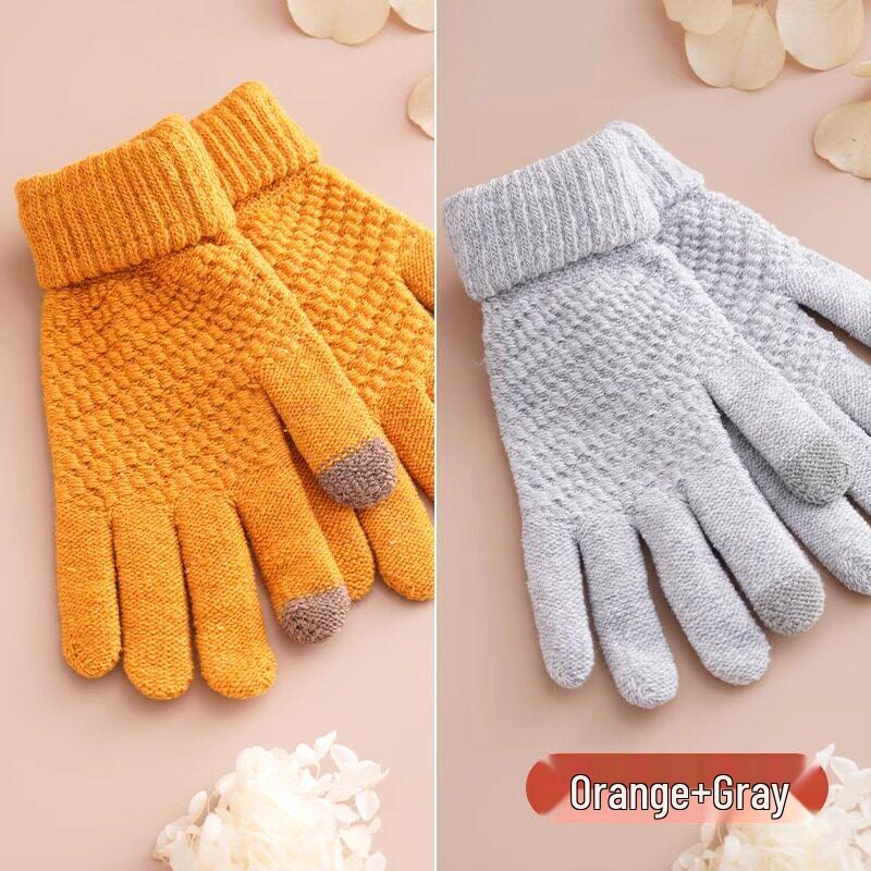 Plush Touchscreen Gloves: Warm, Thick Wool-Knit for Men & Women, Ideal for Autumn/Winter Cycling