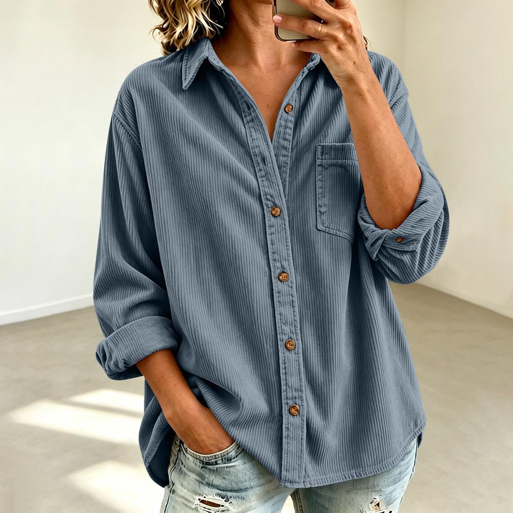 Damen Lässiger Cord Langarm Cardigan Offene Vorderseite Oberteil für den täglichen Gebrauch