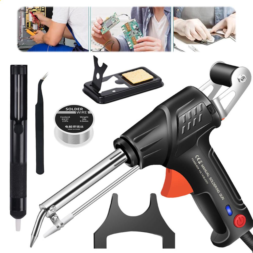 5In1 Automatic 60W Soldering Gun Kit for 0.8-1.2 Tin Wire Handheld Soldering Iron Welding Gun for Repairs Home DIY