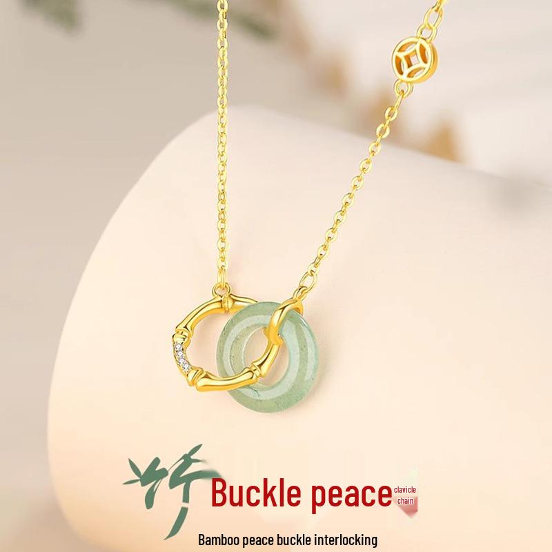 

Sterling Silver Bamboo Necklace with Jade Pendant - Elegant Women s Gift for 2024 Birthdays & Christmas 925 Silver