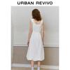 UR2026 Women's Summer Pleated Tie-Waist Cotton Midi Dress