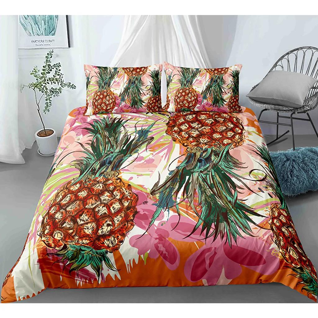 Fruit Pineapple Duvet Cover Yellow Tropical Fruit Plants Theme For Children Boys Girls Teens For Bedroom Decoration Queen King