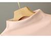 Women's Black Long-Sleeve Half-Turtleneck German Velvet Shirt - Stylish V-Cut Design for Autumn and Winter