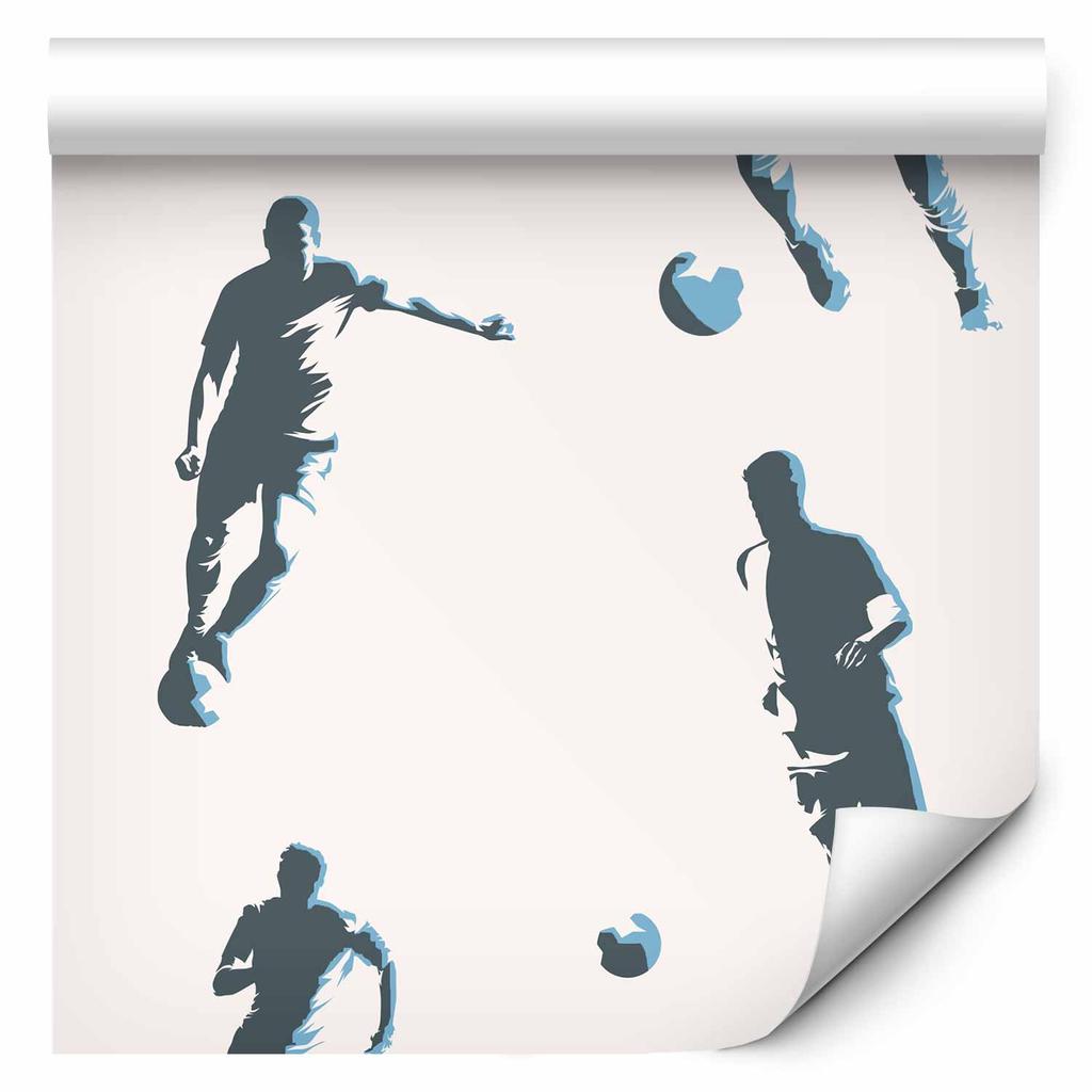 Wallpaper - Football Characters - Action and Movement In Silhouettes On a Light Background