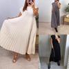 2025 Spring European & American Women's Elegant Sleeveless Pleated Long Dress