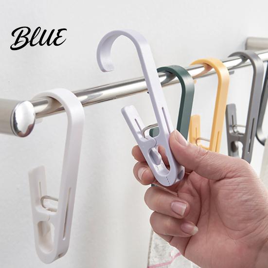 Portable Clothes Drying Clips Laundry Hook with Clip, Non-Drilling ABS Closet Organizer, Multi Purpose Durable Wall Hooks for Renters Anti-slip