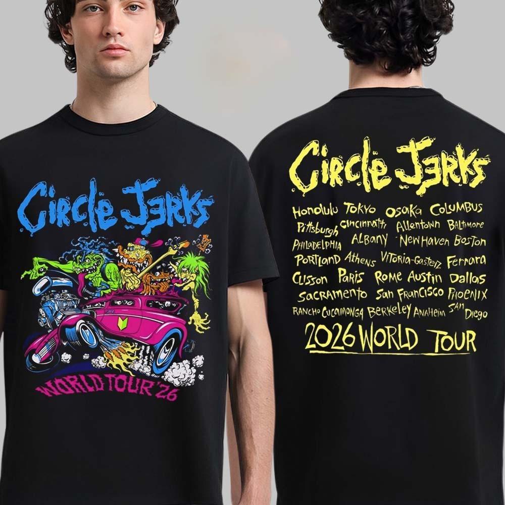 Circle Jerks Pizz Hot Rod 2026 World Tour Merch Two Sided TShirt Unisex T-Shirt S