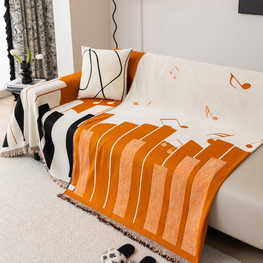 Husă de canapea cu cheie de pian Prosop de canapea Husă de canapea din chinelă Covoraș pentru animale de companie Camera de zi Notă muzicală Husă de canapea Pătură