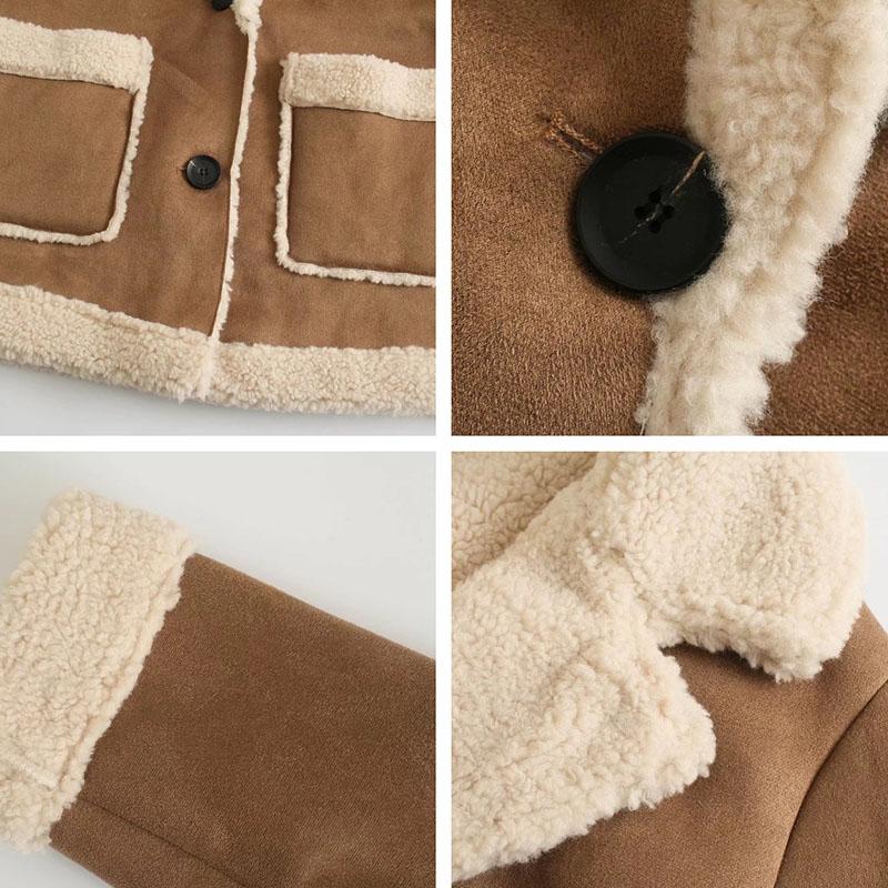 WTEMPO Autumn Winter Women Warm Faux Fur Fleece Coat Lamb Wool Thick Locomotive Lapel Jacket Female Chic Outwear Top Clothing