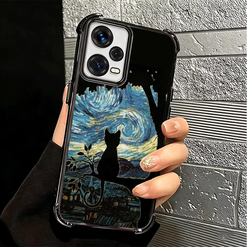 Schwarze Katze Ästhetik Muster Beschichtung Handyhülle Für Xiaomi Redmi Note 14 15 Pro Plus 13 12 11 11S 11T 10 9S 9 5G Sturzfest Airaba