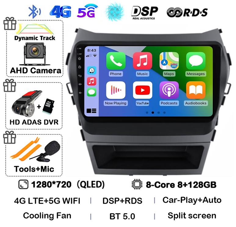 Android 14 Auto Carplay Car Radio For Hyundai Santa Fe 3 Ix45 2013 2014 2015 2016 2017 GPS Stereo Multimedia Player 360 Camera