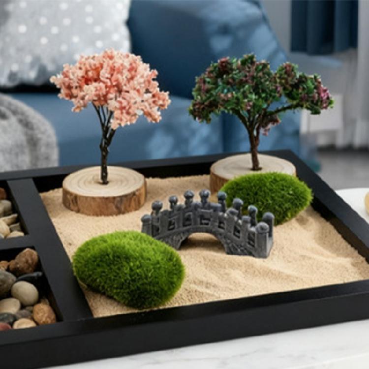 Mini Zenes Garden Set for Desk with Sand,Rakes,Black Black Base Sand Garden Zenes Decors Meditations Gift Stress Relief