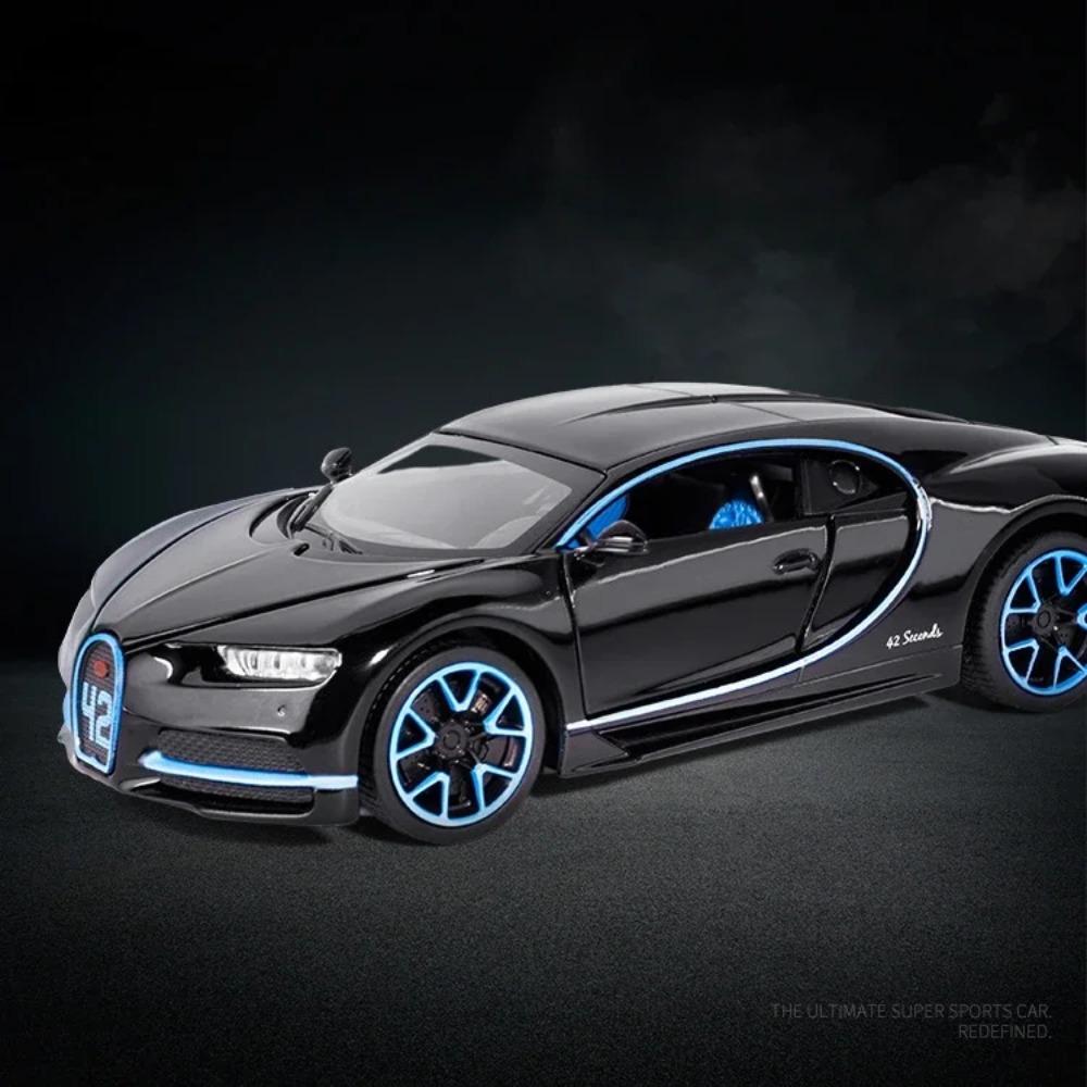 1/32 Bugatti Chiron Alloy Sport Car Toy Models Diecast Metal Miniature Vehicles With Sound Light Pull Back Collectible Toys Cars