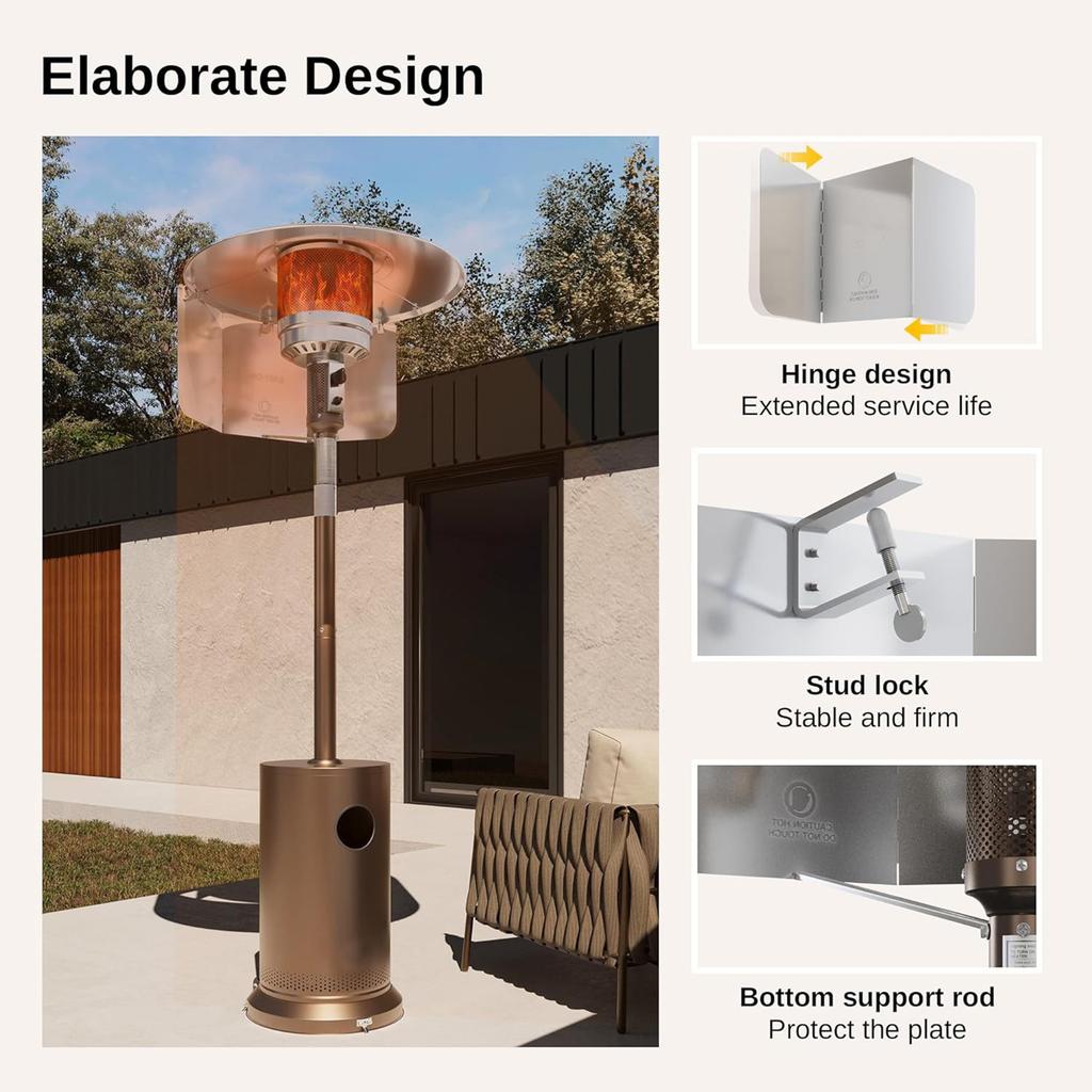 Leichter Windschutz komplett aus Aluminium für Terrassen Heizstrahlerzubehör Wetterfestes Design Erhöhung der Sicherheit für den Außenbereich