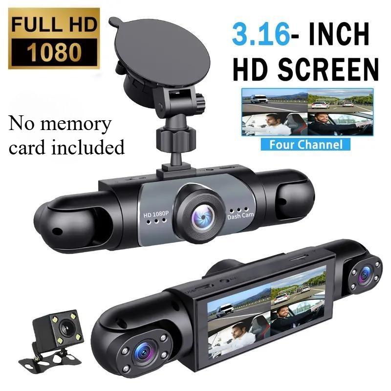 Dashcam a 4 Lenti: Registrazione HD 1080P (Anteriore, Posteriore, Sinistra, Destra) & Vista posteriore