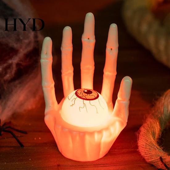Warm LED Spooky Lamp Skeleton Hand Ghost Face Pumpkin/Scary Eyeball Night Light, Halloween Party Table Centerpiece for Home Decoration And