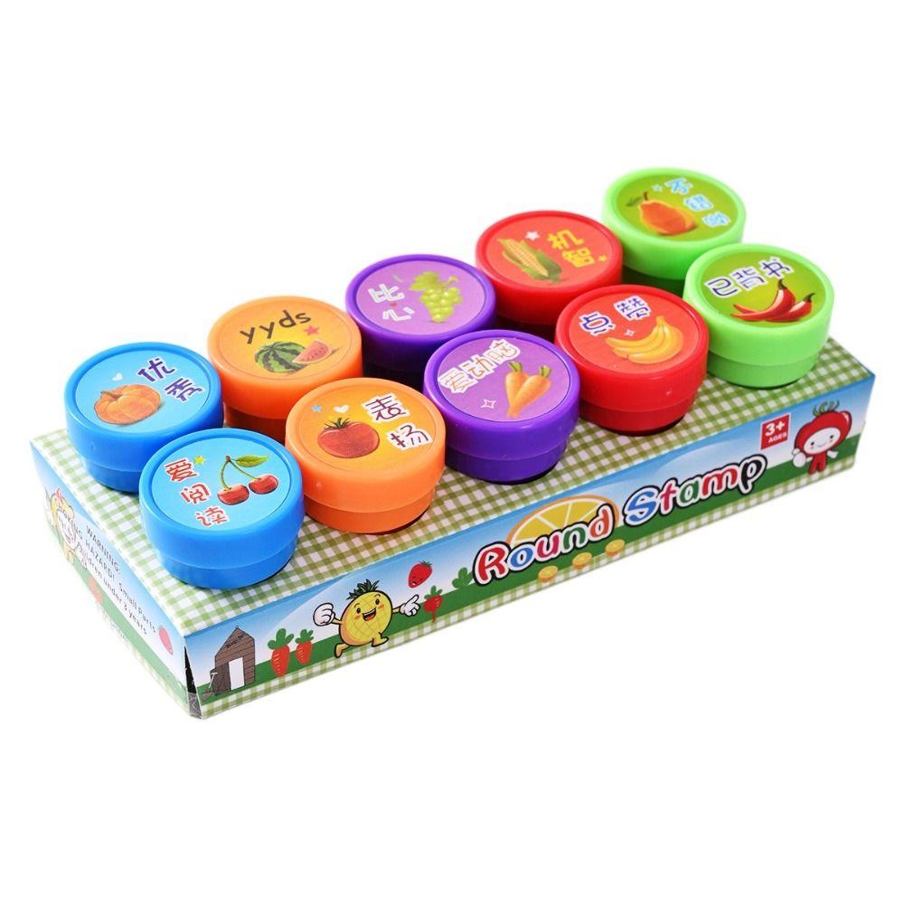 10/12/26Pcs Self-ink Children's Self-stamp Set  for Children Treasure Box Prize Birthday Party Gift