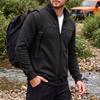 Men's Long Sleeve Jacket with Stand Collar and Zipper Pockets for Outdoor Casual Wear in Fall Winter