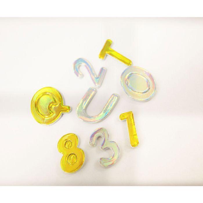 30 Stickers - EVA Foam - Alphabet &; Numbers - Gold and Silver